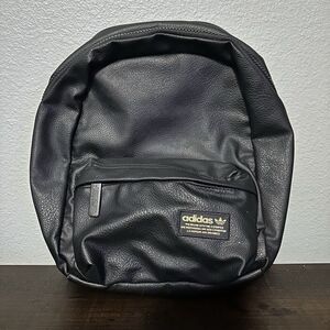 Black Leather Adidas Backpack Gold 3 Stripes 12 in